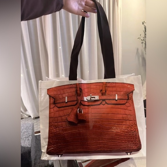 Croc "Print" Reusable Shopping Tote in Brown - Picture 10 of 13